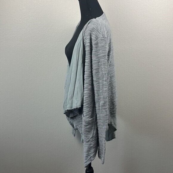XCVI Cardigan Sweater Silver Waterfall Open Front Long Sleeve Cotton Layered XS - Picture 5 of 12